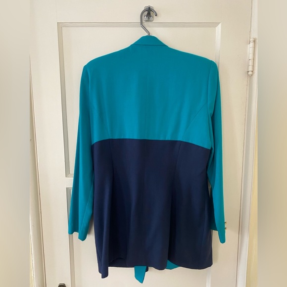 Vintage Oversized 80s Blazer, Teal/Blue, size 16 - Picture 3 of 3